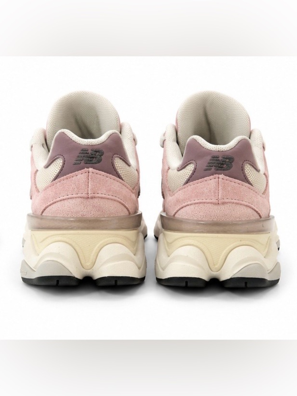New Balance 9060 Pink and Cream Mesh Suede Sneakers - Picture 3 of 4